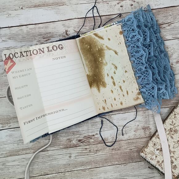 Small Blue Paisley and Beige Junk Journals, Chunky Handmade Recycled Journal - Picture 9 of 16